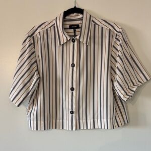 ME+EM Twill Stripe Crop Shirt In White